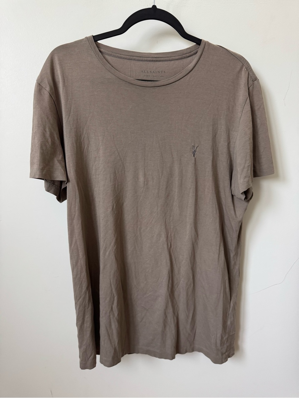 All Saints Short-Sleeve Crew T-Shirt in Taupe Brown